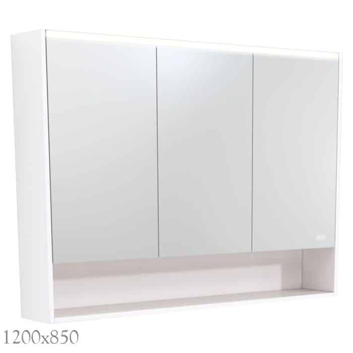 LED Mirror Cabinet Gloss White with Display Shelf, 3 x Size Options - Image 6