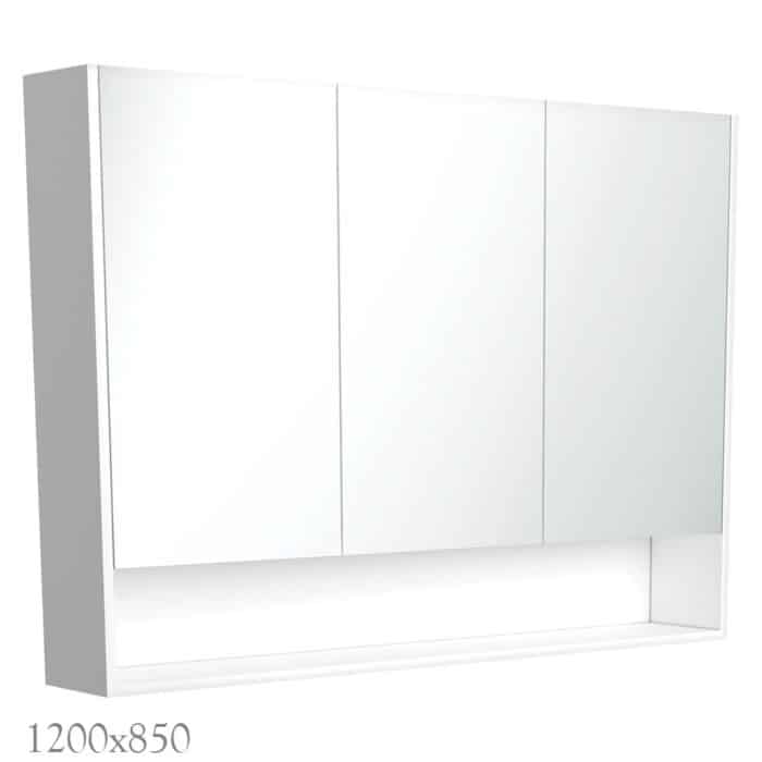 Mirror Cabinet With Display Shelf, Satin White, 3 x Size Options - Image 6