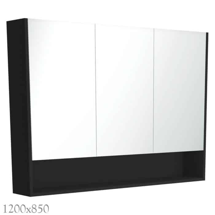 Mirror Cabinet With Display Shelf, Satin Black, 3 x Size Options. - Image 6