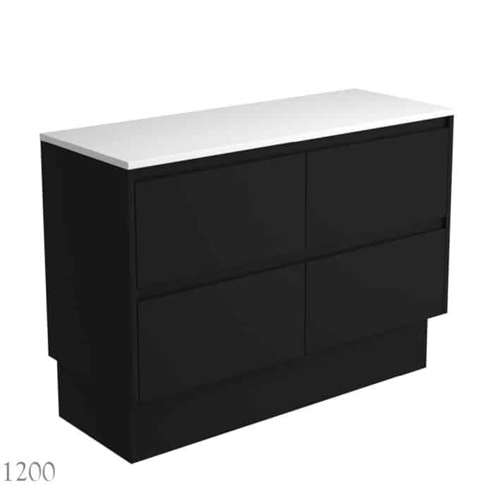 Fienza AMATO All Drawer Satin Black Cabinet Only Floor Standing, 3 x Size Options - Image 6