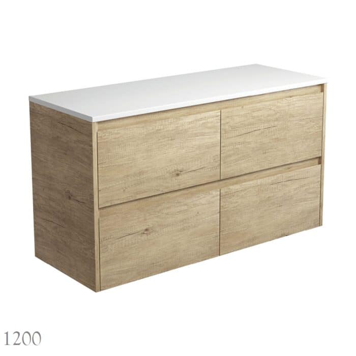 Fienza AMATO All drawer  SCANDI OAK Cabinet Only Wall Hung, 3 x Size Options - Image 6