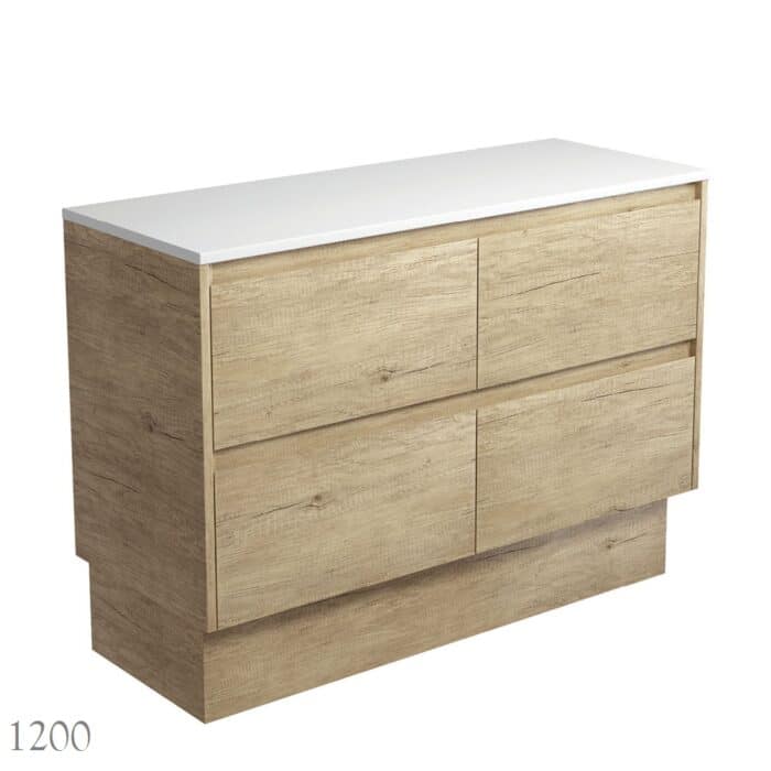 Fienza AMATO All Drawer SCANDI OAK Cabinet Only Floor Standing, 3 x Size Options - Image 6