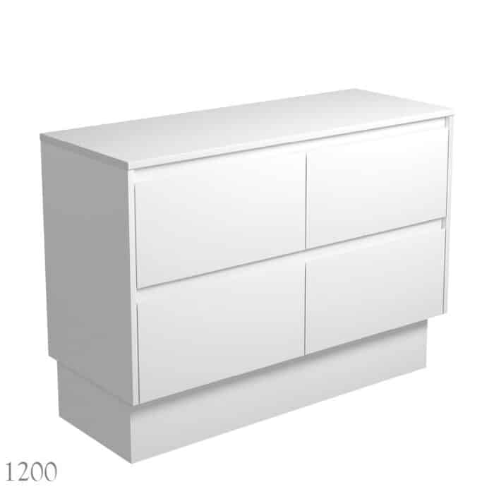 Fienza AMATO All Drawer Satin White Cabinet Only Floor Standing. 3 x Size Options - Image 6
