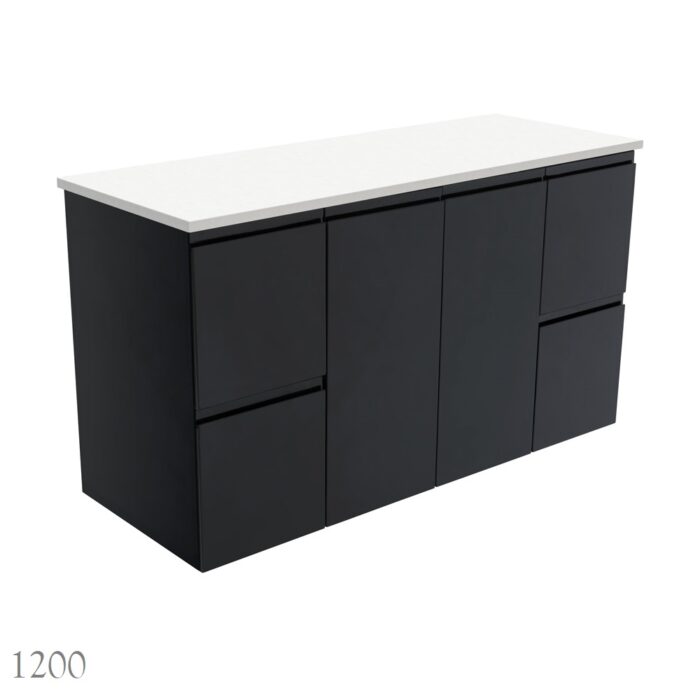 Fienza Fingerpull Satin Black Wall Hung Cabinet Only, 4 Size Options - Image 8