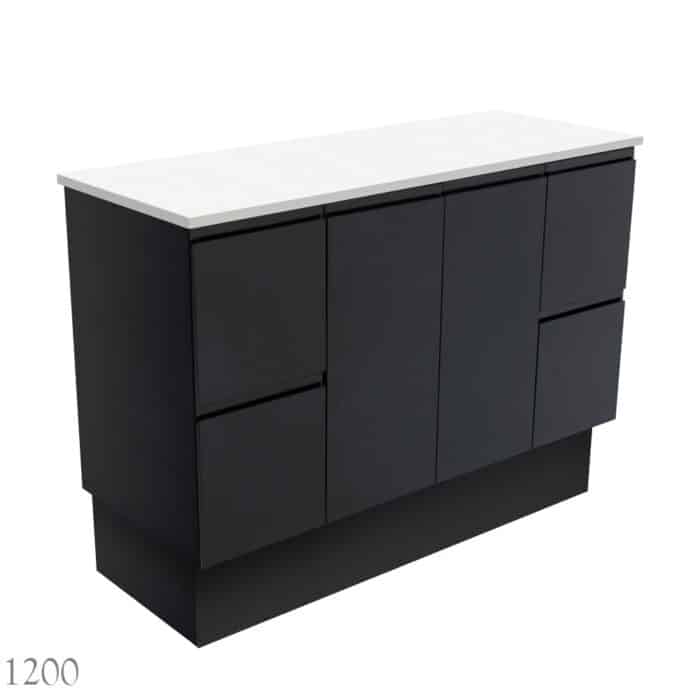 Fienza Fingerpull Satin Black Cabinet Only Floor Standing. 4 Size Options - Image 8
