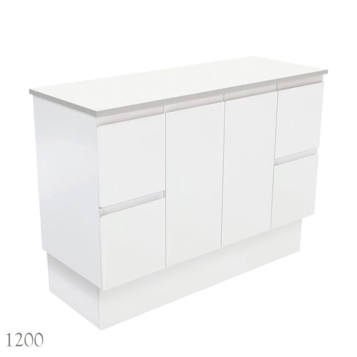 Fienza Fingerpull Satin White Cabinet Only Floor Standing, 4 x Size Options - Image 8