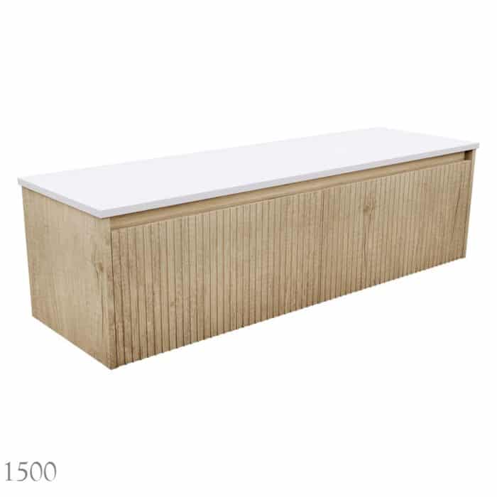 Fienza ALINA Fluted Scandi Oak Wall Hung Cabinet Only, 4 x Size Options - Image 8
