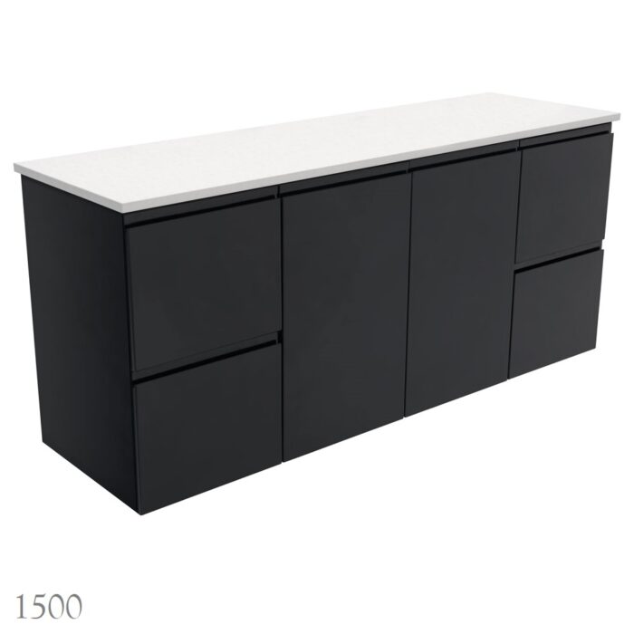 Fienza Fingerpull Satin Black Wall Hung Cabinet Only, 4 Size Options - Image 10
