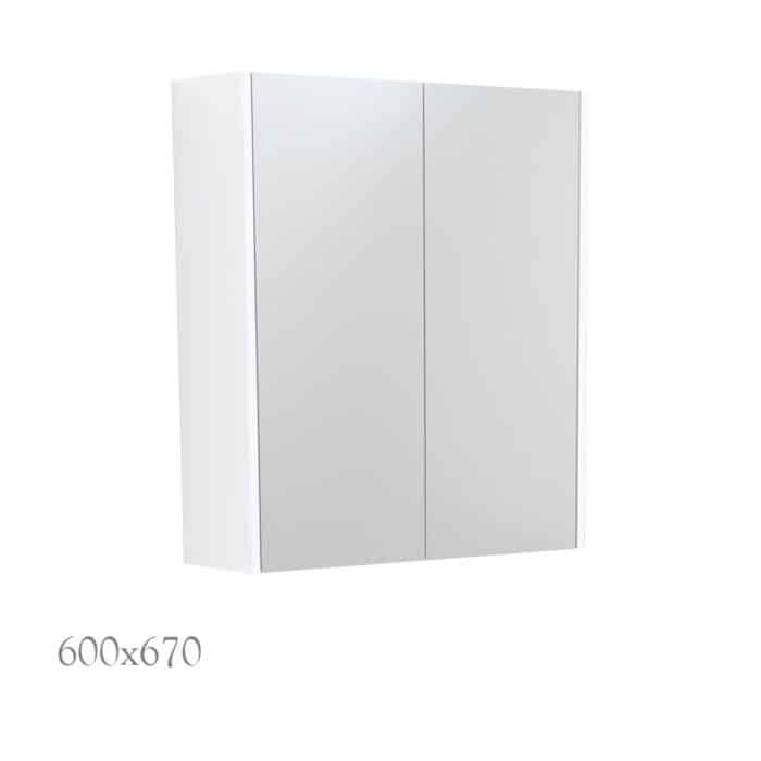 Mirror Cabinet with Gloss White Side Panels, 5 x Size Options. - Image 2