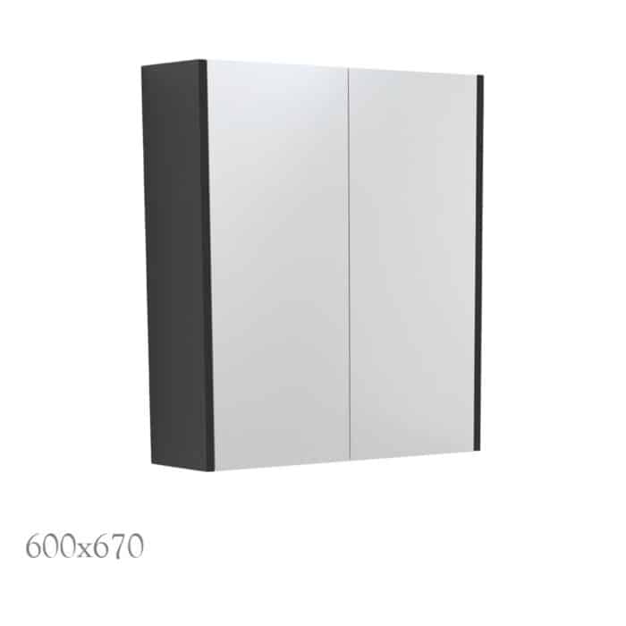 Mirror Cabinet with Satin Black Side Panels, 5 x Size Options. - Image 2
