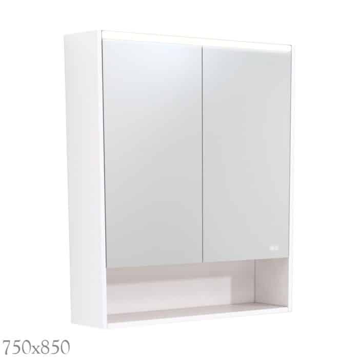 LED Mirror Cabinet Gloss White with Display Shelf, 3 x Size Options - Image 2