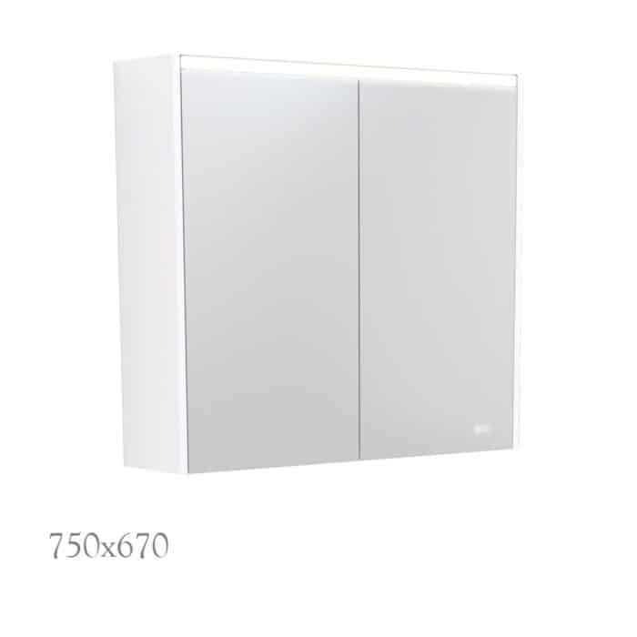 LED Mirror Cabinet, Gloss White Side Panels, 3 x Size Options - Image 2