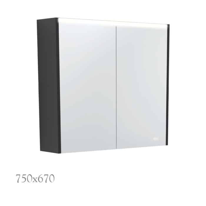 LED Mirror Cabinet, Satin Black Side Panels, 3 x Size Options. - Image 2