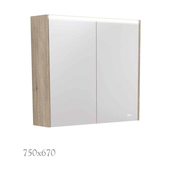LED Mirror Cabinet, SCANDI OAK Side Panels, 3 x Size Options. - Image 2