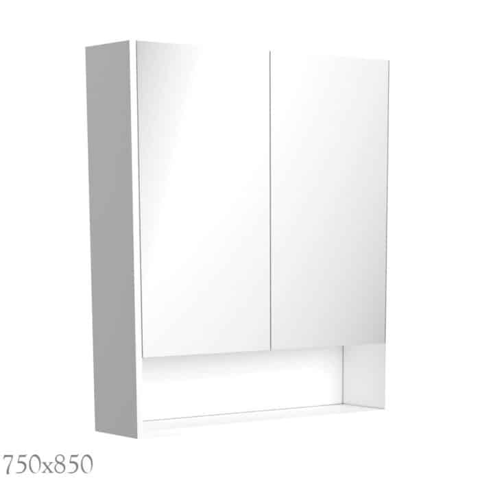 Mirror Cabinet With Display Shelf, Satin White, 3 x Size Options - Image 2
