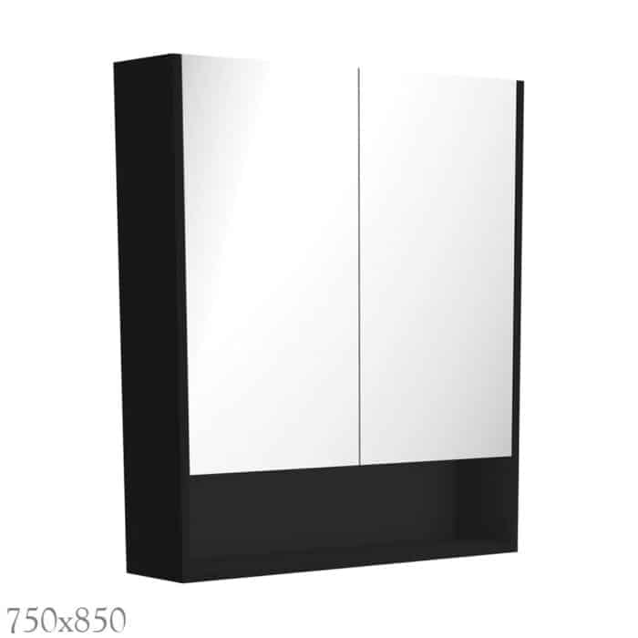 Mirror Cabinet With Display Shelf, Satin Black, 3 x Size Options. - Image 2