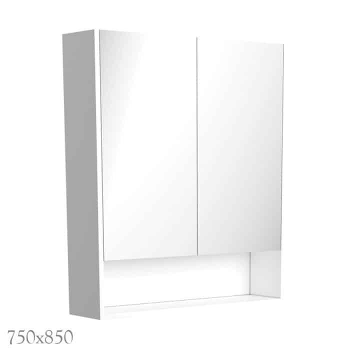 Mirror Cabinet With Display Shelf, Gloss White, 3 x Size Options - Image 2