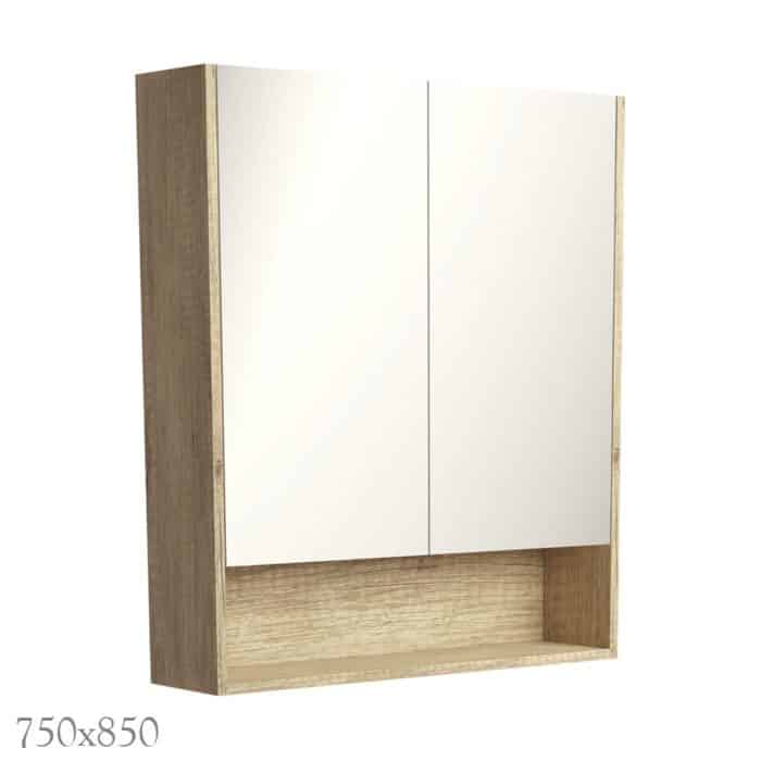Mirror Cabinet With Display Shelf, SCANDI OAK, 3 x Size Options - Image 2