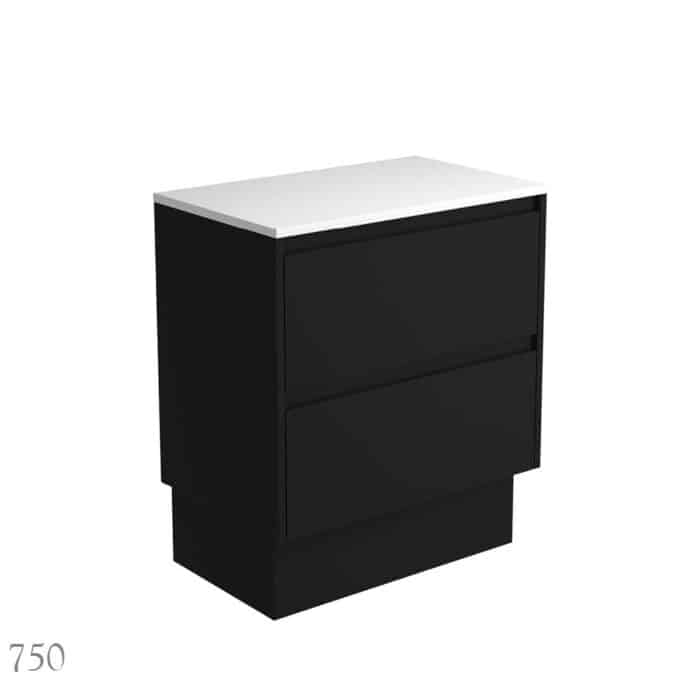 Fienza AMATO All Drawer Satin Black Cabinet Only Floor Standing, 3 x Size Options - Image 2