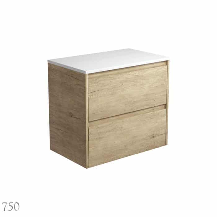 Fienza AMATO All drawer  SCANDI OAK Cabinet Only Wall Hung, 3 x Size Options - Image 2