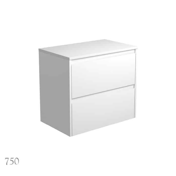 Fienza AMATO All Drawer Satin White Cabinet Only Wall Hung, 3 x Size Options - Image 2