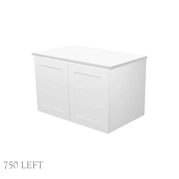 Fienza MILA SHAKER Cabinet Only Wall Hung Satin White, 6 Size Options - Image 5