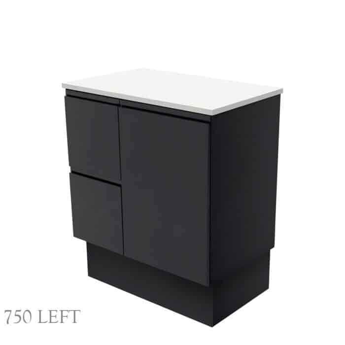 Fienza Fingerpull Satin Black Cabinet Only Floor Standing. 4 Size Options - Image 2