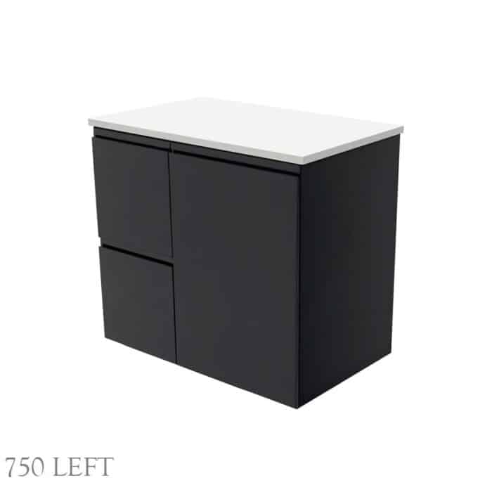 Fienza Fingerpull Satin Black Wall Hung Cabinet Only, 4 Size Options - Image 2