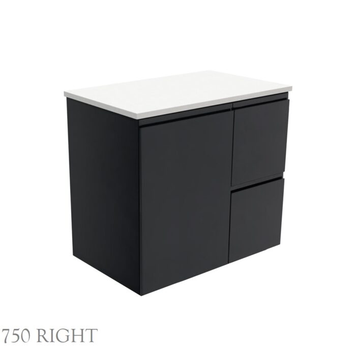 Fienza Fingerpull Satin Black Wall Hung Cabinet Only, 4 Size Options - Image 3
