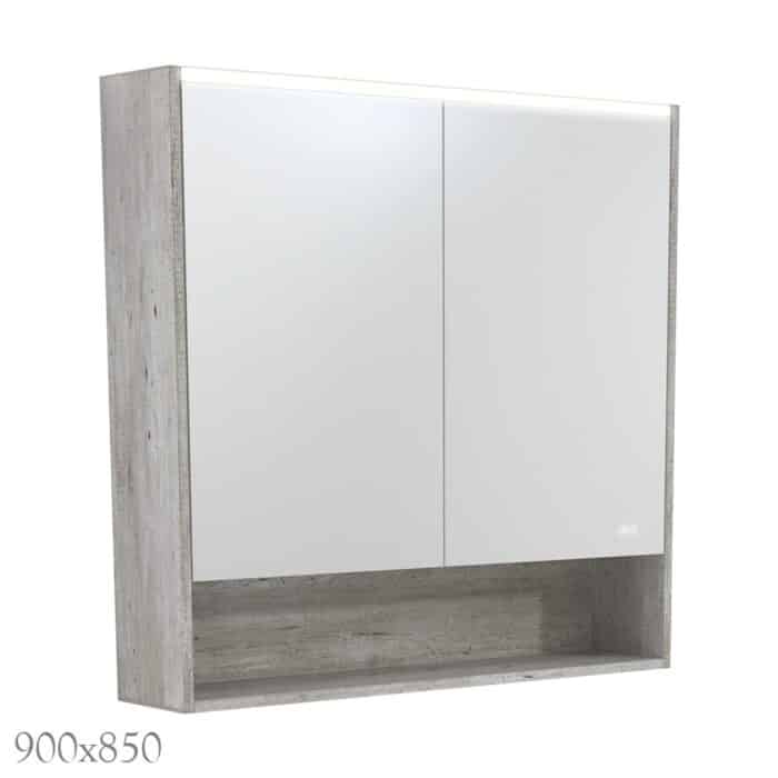 LED Mirror Cabinet Industrial with Display Shelf, 3 x Size Options - Image 4