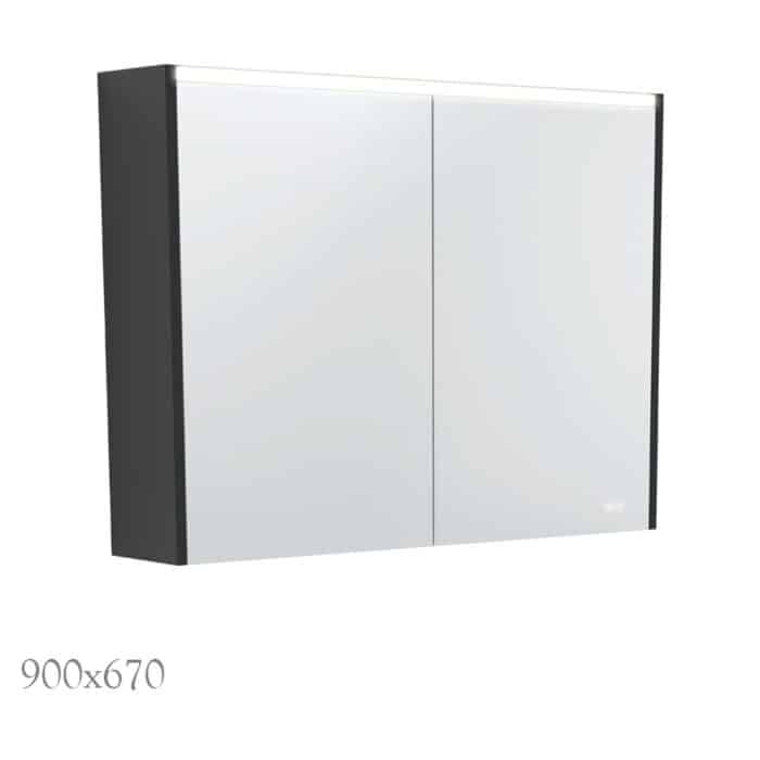 LED Mirror Cabinet, Satin Black Side Panels, 3 x Size Options. - Image 4