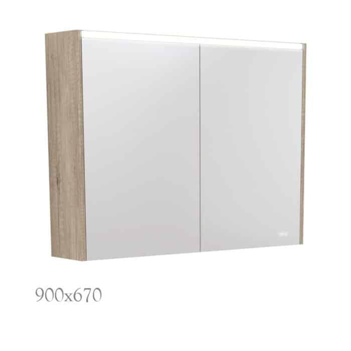 LED Mirror Cabinet, SCANDI OAK Side Panels, 3 x Size Options. - Image 4