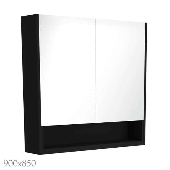 Mirror Cabinet With Display Shelf, Satin Black, 3 x Size Options. - Image 4