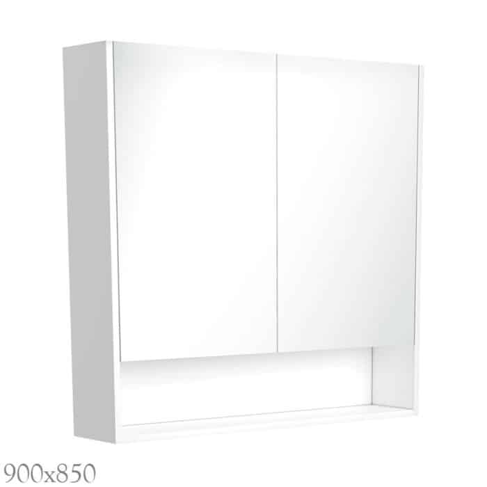 Mirror Cabinet With Display Shelf, Gloss White, 3 x Size Options - Image 4