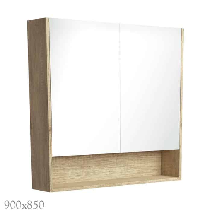 Mirror Cabinet With Display Shelf, SCANDI OAK, 3 x Size Options - Image 4