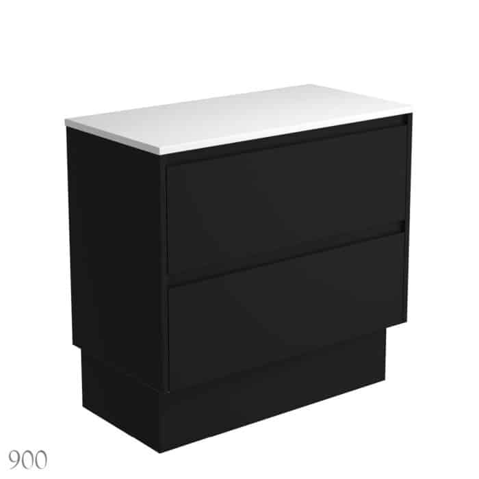 Fienza AMATO All Drawer Satin Black Cabinet Only Floor Standing, 3 x Size Options - Image 4