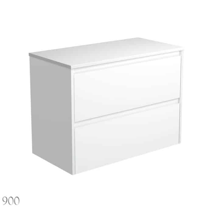 Fienza AMATO All Drawer Satin White Cabinet Only Wall Hung, 3 x Size Options - Image 4