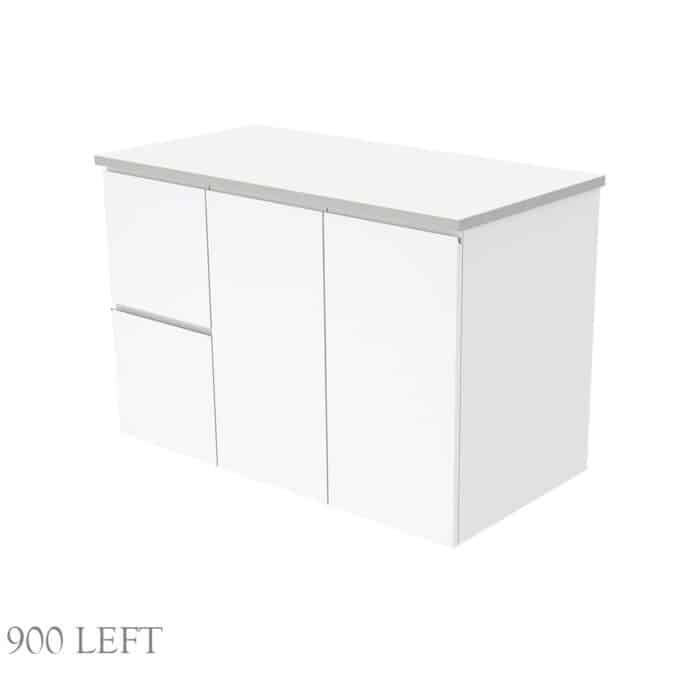 Fienza Fingerpull Gloss White Cab Only Wall Hung, 5 x Size Options - Image 7