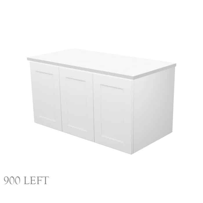 Fienza MILA SHAKER Cabinet Only Wall Hung Satin White, 6 Size Options - Image 9