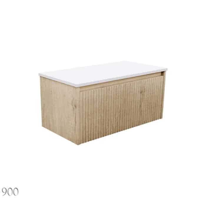 Fienza ALINA Fluted Scandi Oak Wall Hung Cabinet Only, 4 x Size Options - Image 4