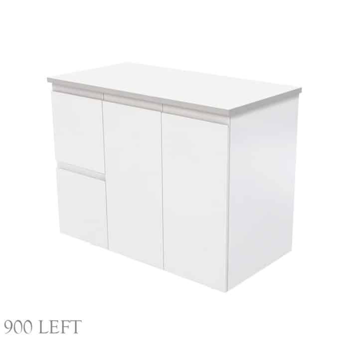 Fienza Fingerpull Satin White Wall Hung Cabinet Only. 4 x Size Options - Image 5