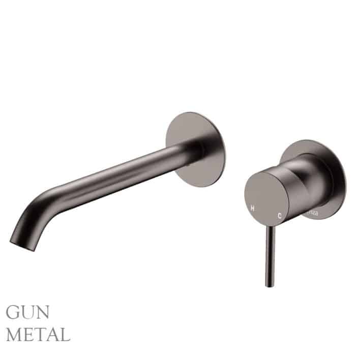 Kaya Basin/Bath Wall Mixer Set, Round Plates, 200mm Outlet. 6 x Colour Options. - Image 7