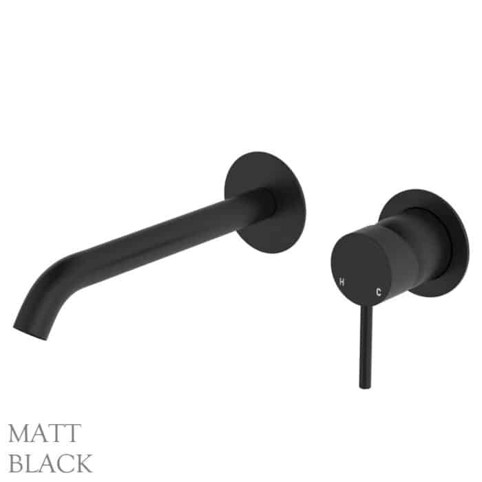 Kaya Basin/Bath Wall Mixer Set, Round Plates, 200mm Outlet. 6 x Colour Options. - Image 5