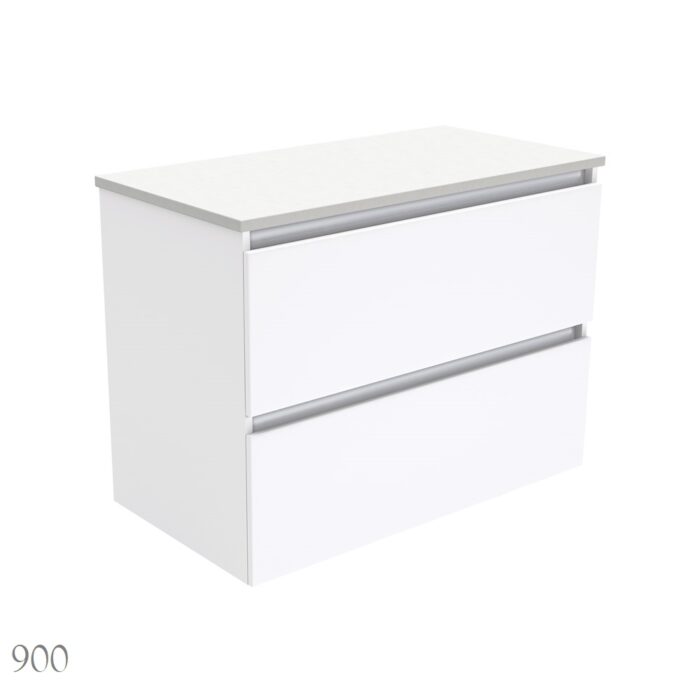 Fienza Quest, All Drawer, Gloss White, Wall Hung, Cabinet Only, 3 x size Options - Image 4