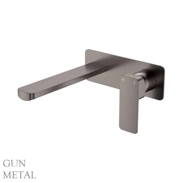 Tono Basin/Bath Wall Mixer Set, Large Square Plate, 200mm Outlet - Image 5
