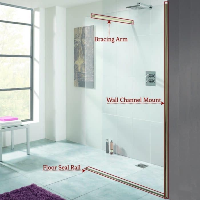 10mm Pure View Glass Panel Channel Mount Wall, 7 x Colour Options - Image 2