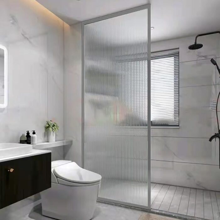 Fluted 800 Glass Panel Brushed Stainless Steel - Image 2