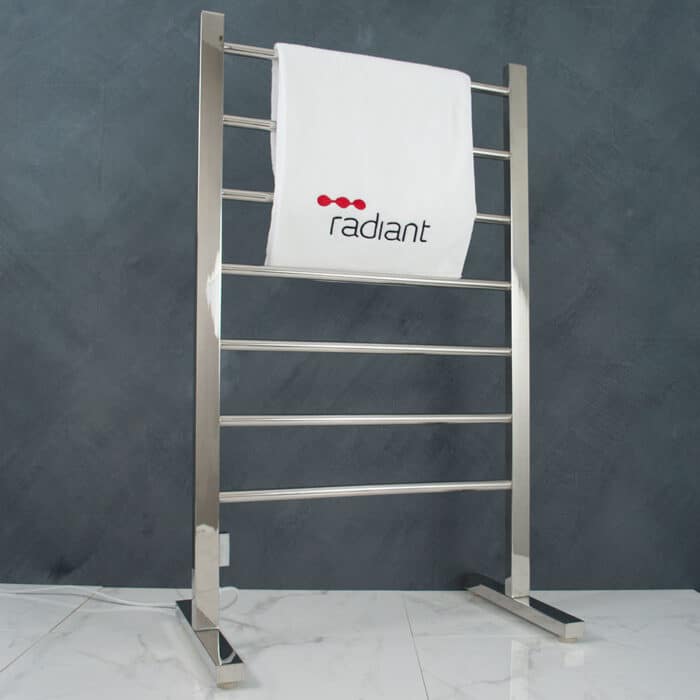 Polished Chrome 600 x 1000mm Free Standing Heated Towel Rail - Image 2