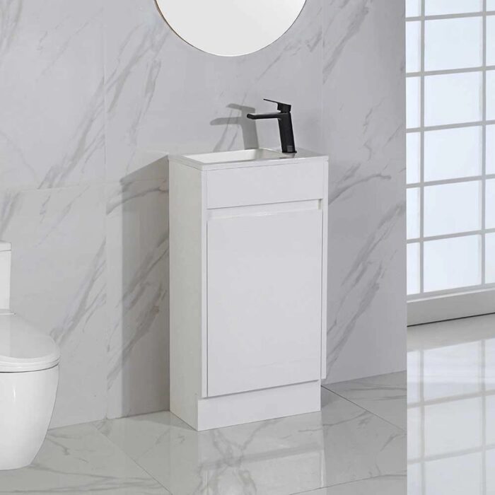 Pride Brant Gloss White Floor Standing Cabinet 465 With Gala Ceramic Top