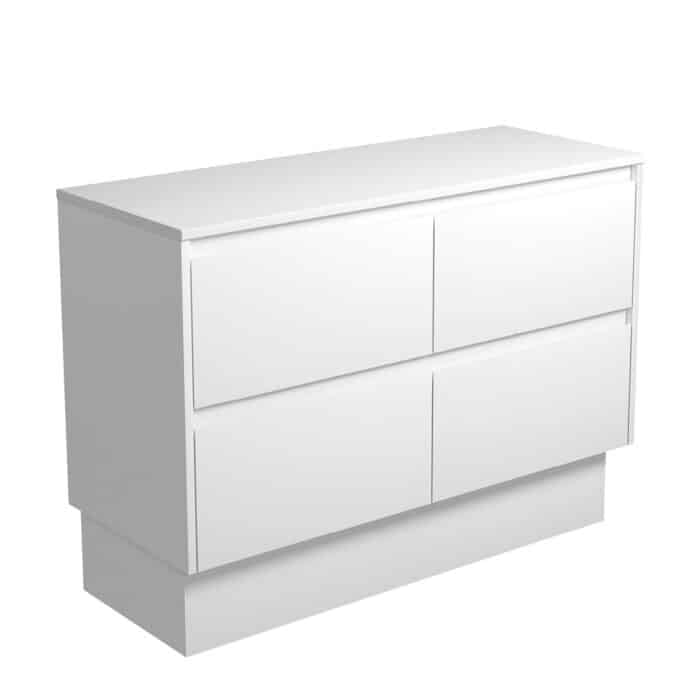 Fienza AMATO All Drawer Satin White Cabinet Only Floor Standing. 3 x Size Options